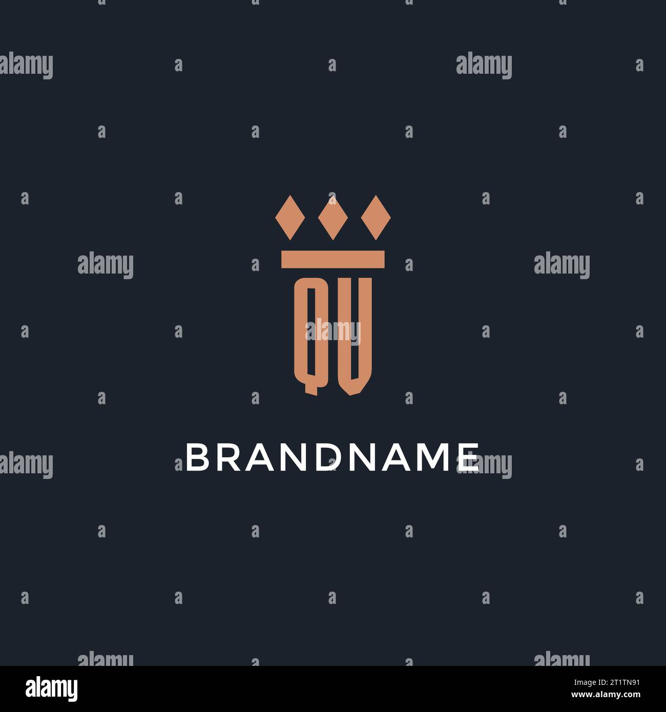 QV logo initial with pillar icon design, luxury monogram style logo for ...