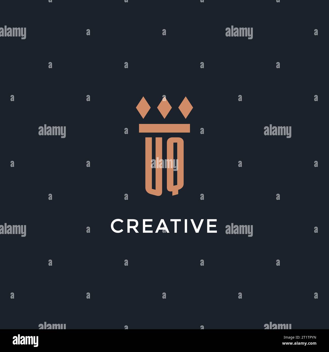 UQ logo initial with pillar icon design, luxury monogram style logo for ...