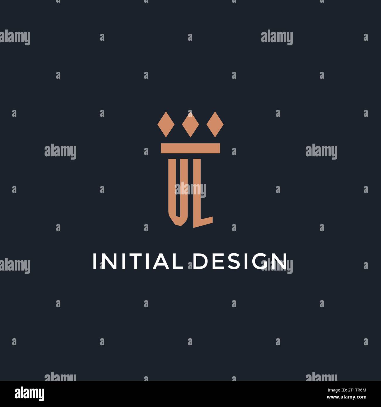 VL logo initial with pillar icon design, luxury monogram style logo for ...
