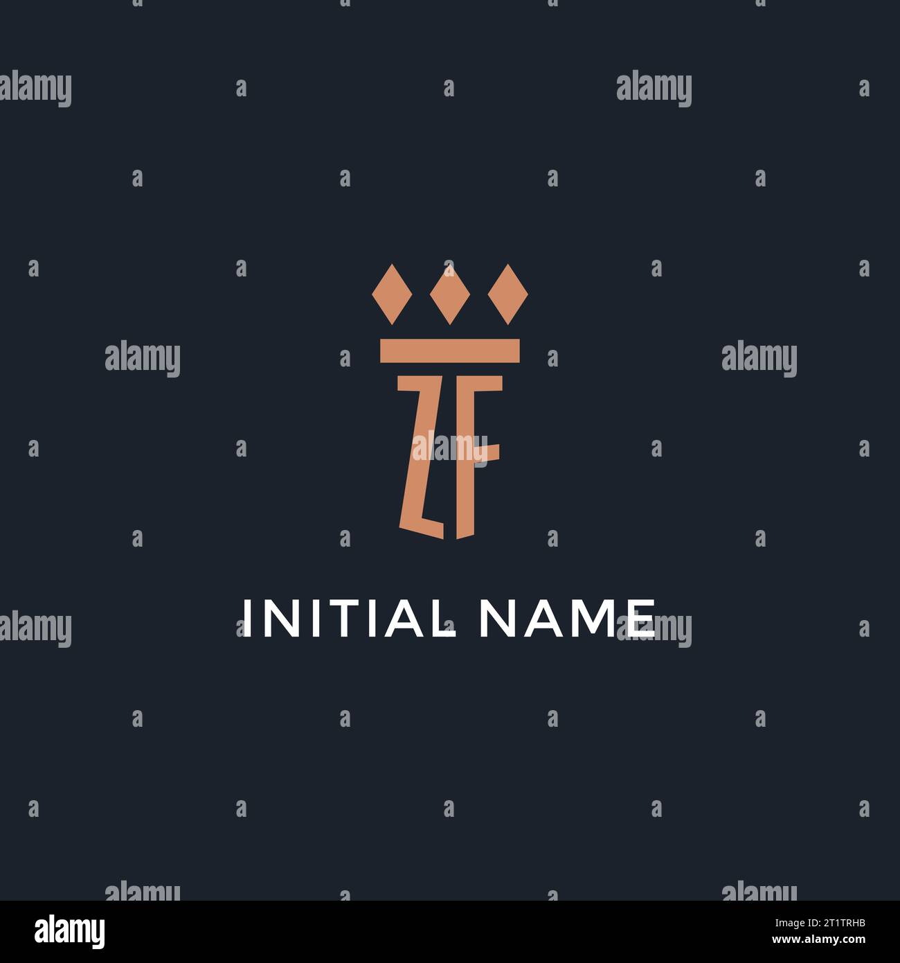ZF logo initial with pillar icon design, luxury monogram style logo for ...