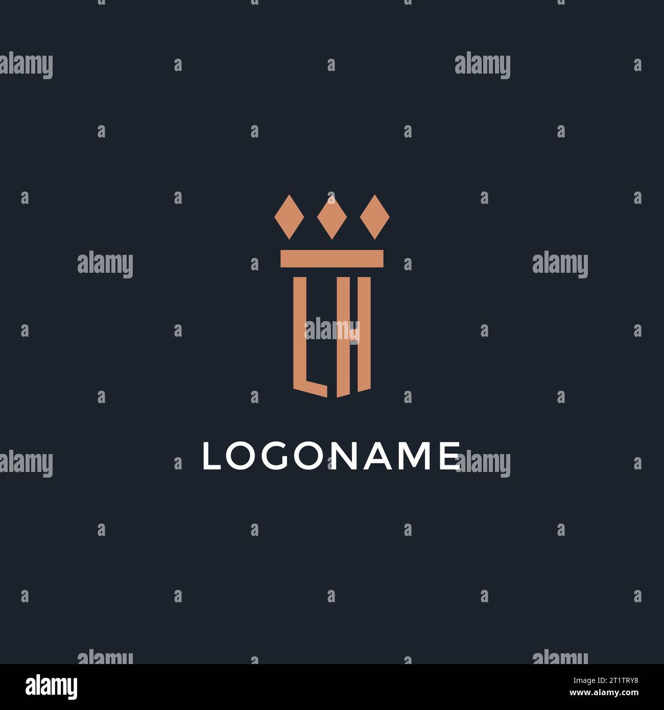 LH logo initial with pillar icon design, luxury monogram style logo for ...