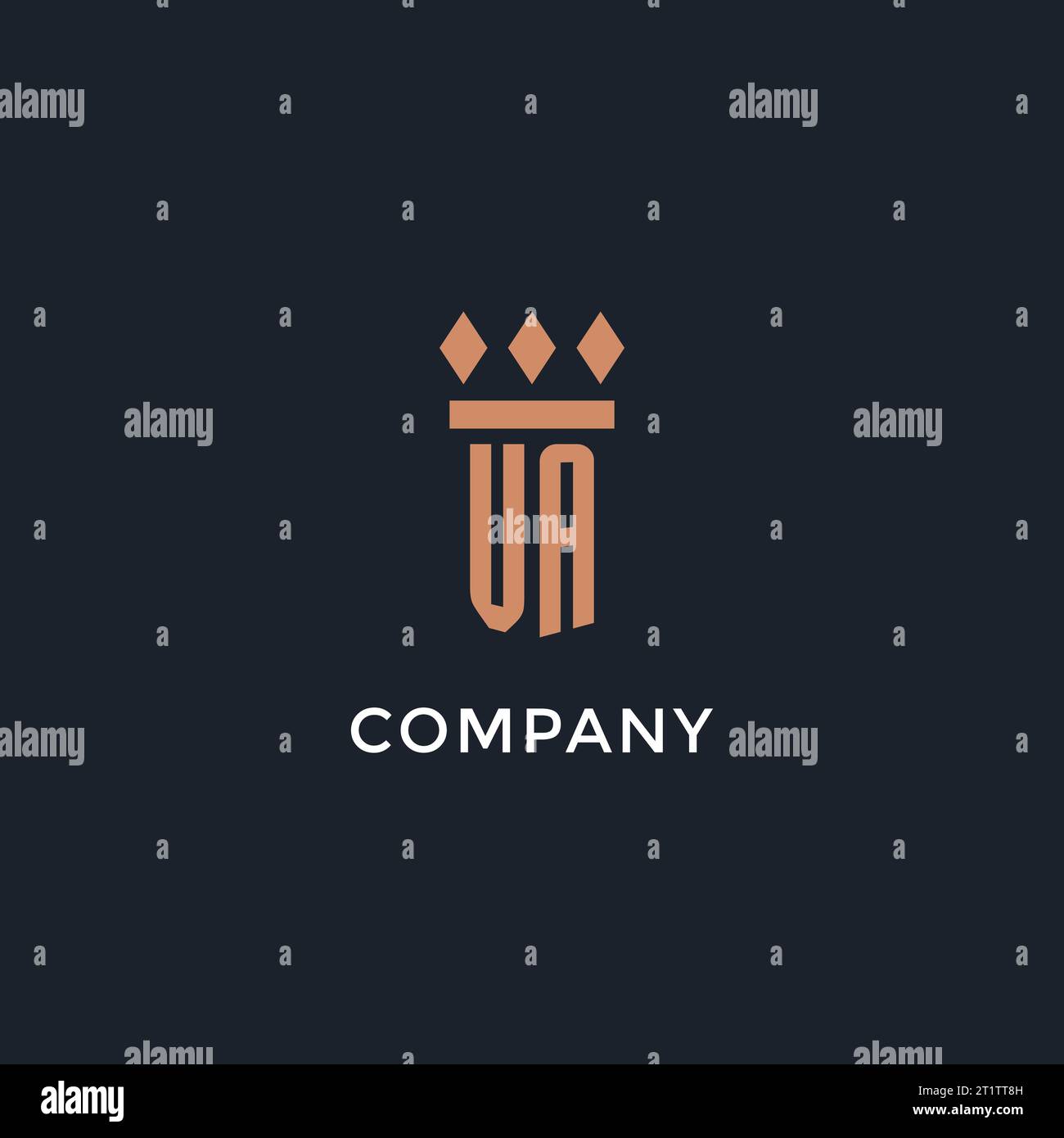 VA logo initial with pillar icon design, luxury monogram style logo for ...