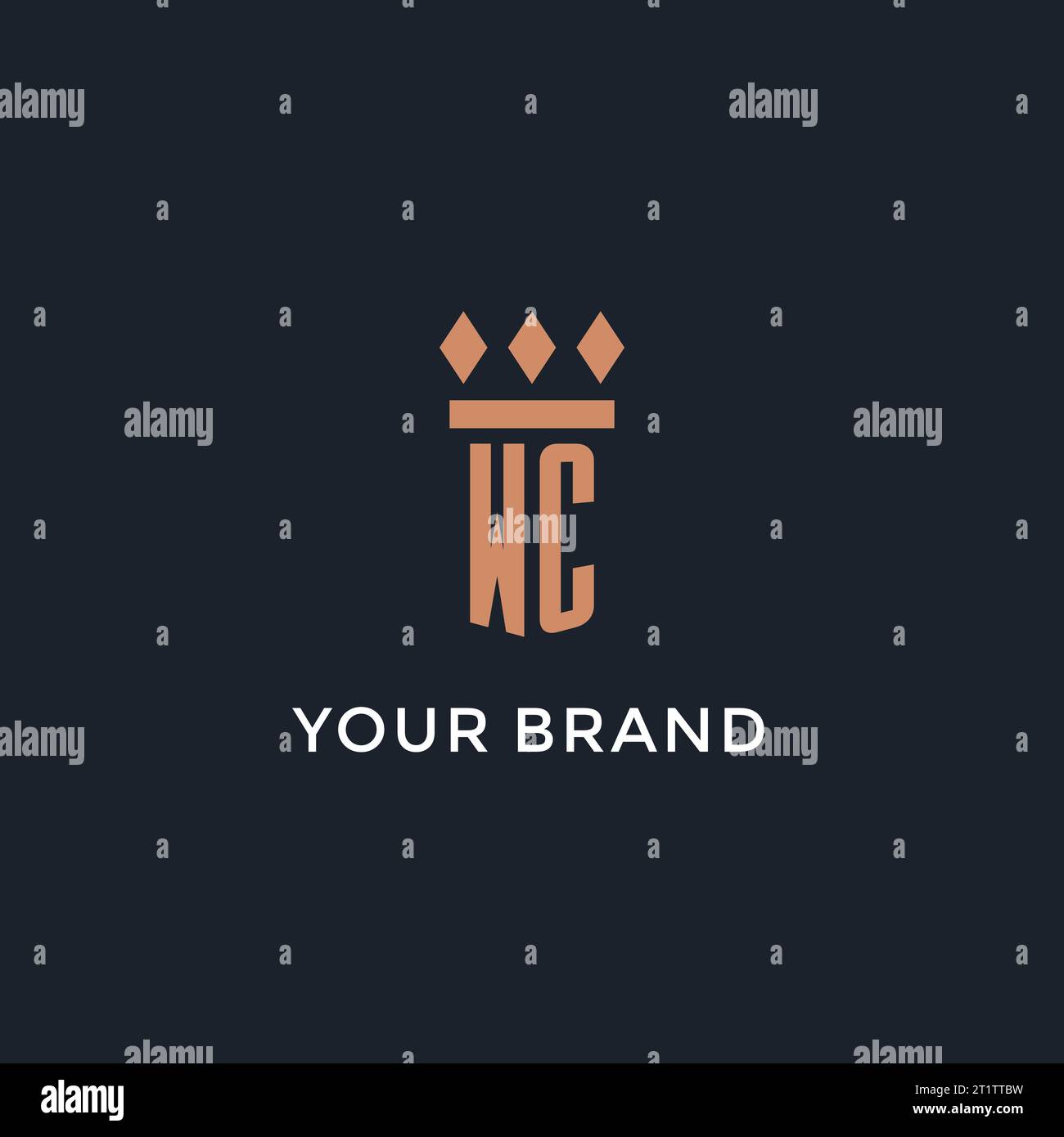 WC logo initial with pillar icon design, luxury monogram style logo for ...