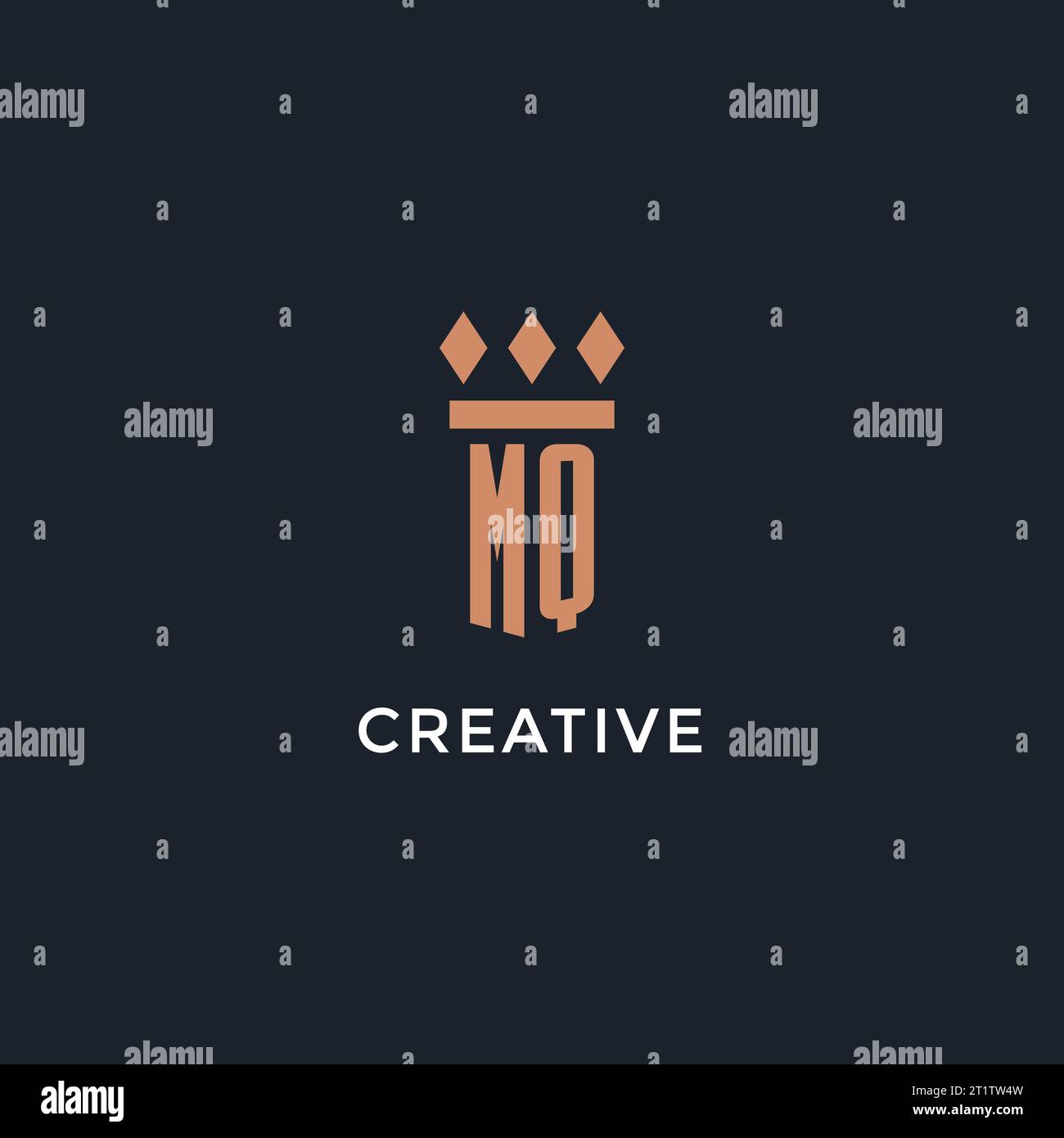 MQ logo initial with pillar icon design, luxury monogram style logo for ...