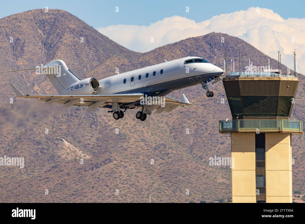 C-GBJH CL30 Bombardier BD-100-1A10 Challenger 300 Departing Scottsdale Airport, (SCF/KSDL) Stock Photo