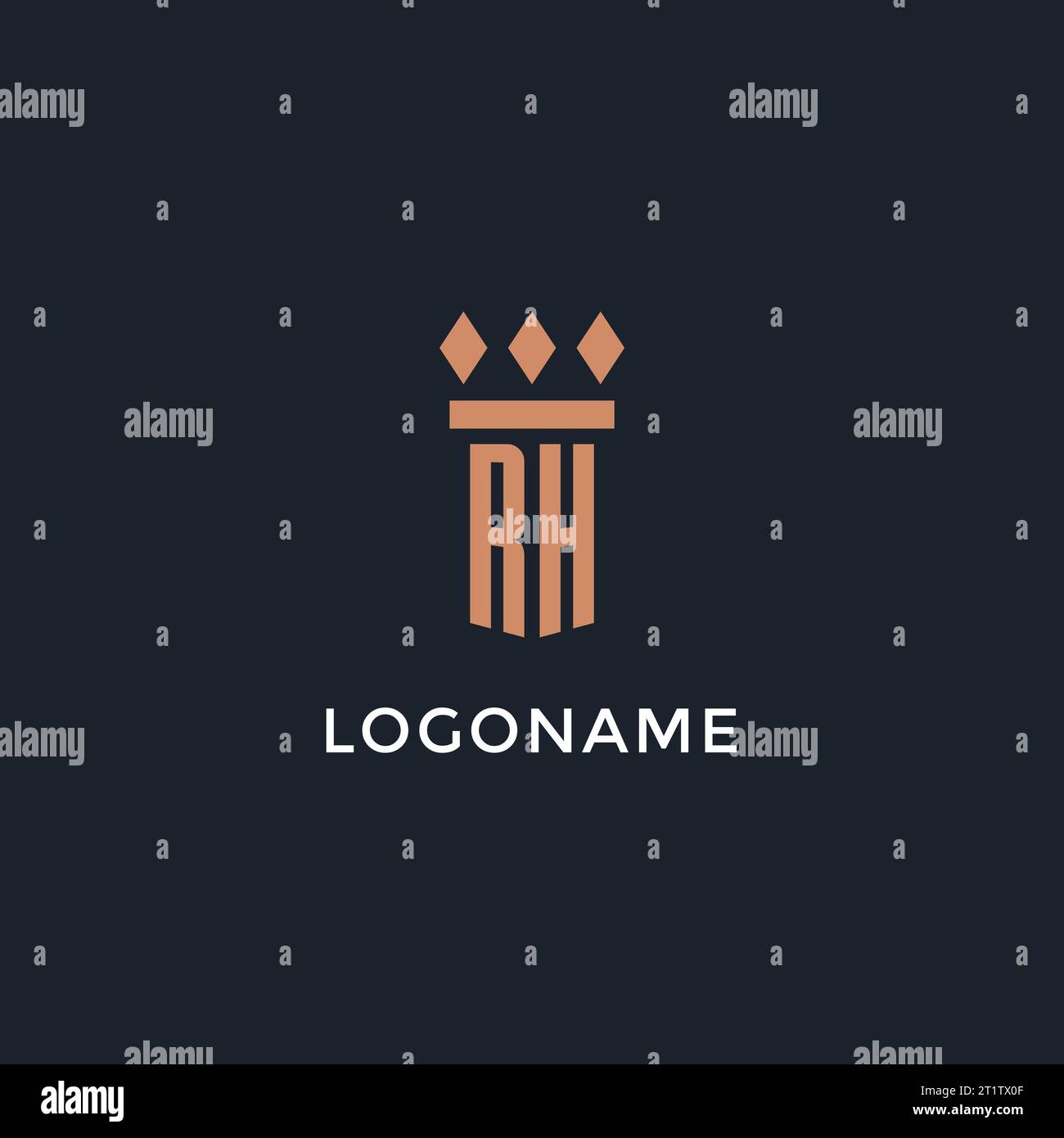 RH logo initial with pillar icon design, luxury monogram style logo for ...