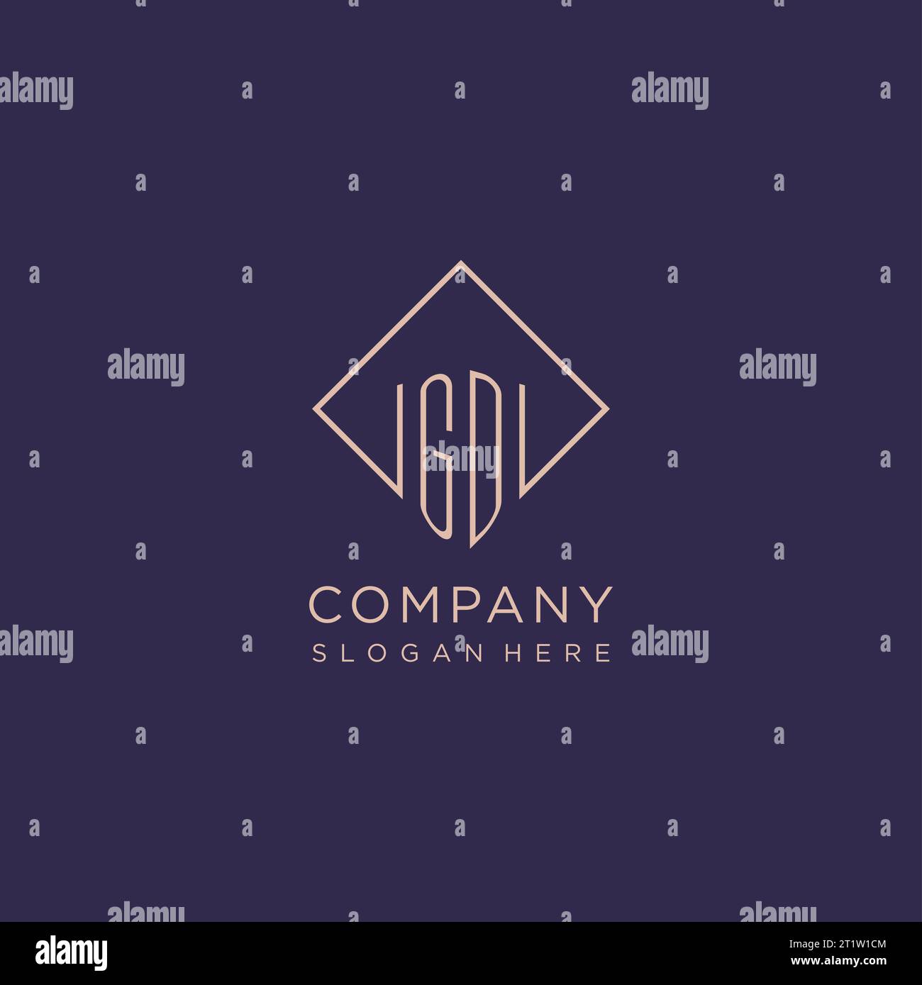 Initials GD logo monogram with rectangle style design vector graphic Stock Vector
