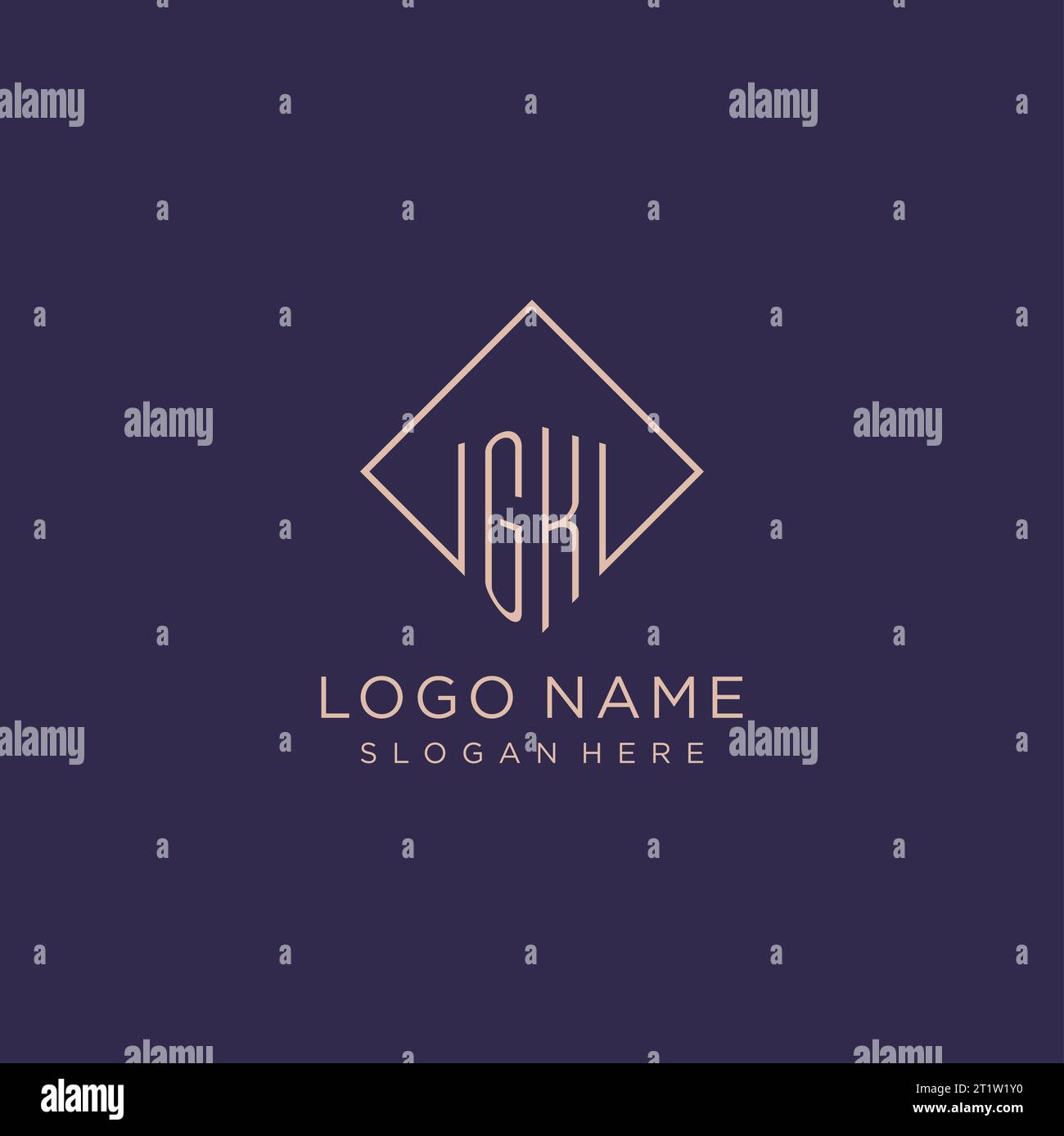 Initials GK logo monogram with rectangle style design vector graphic ...