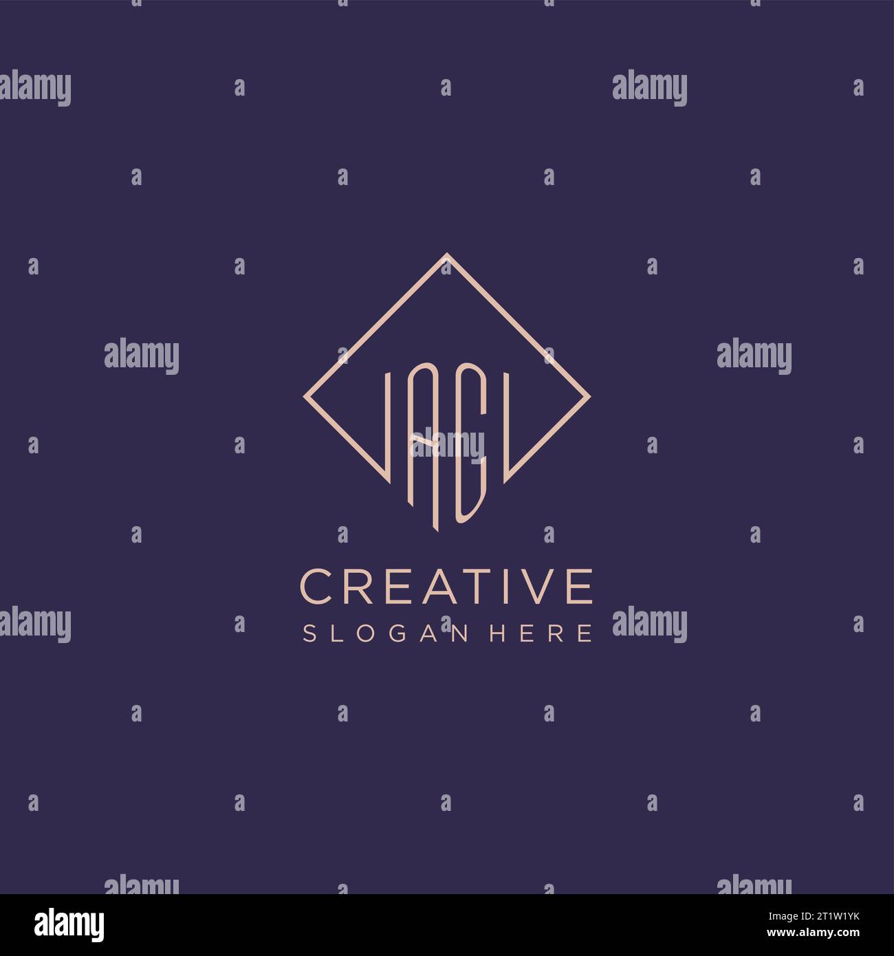 Initials AC logo monogram with rectangle style design vector graphic ...