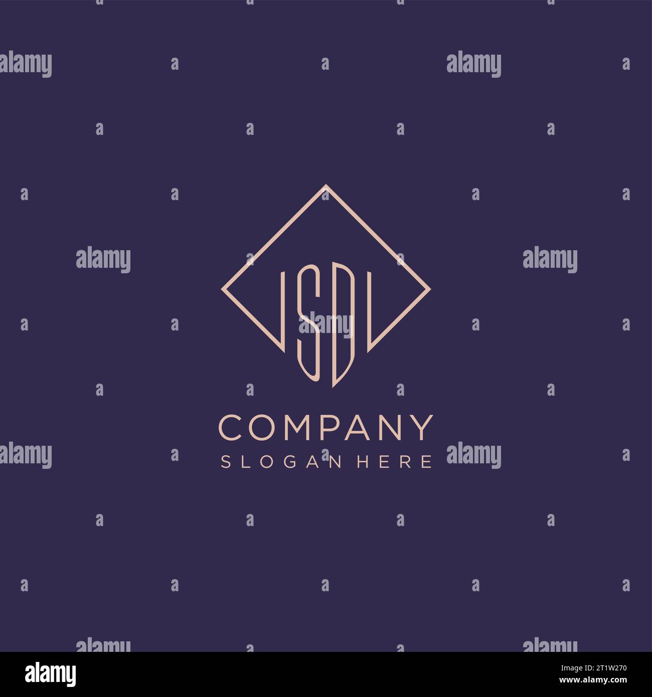 Initials SD logo monogram with rectangle style design vector graphic Stock Vector