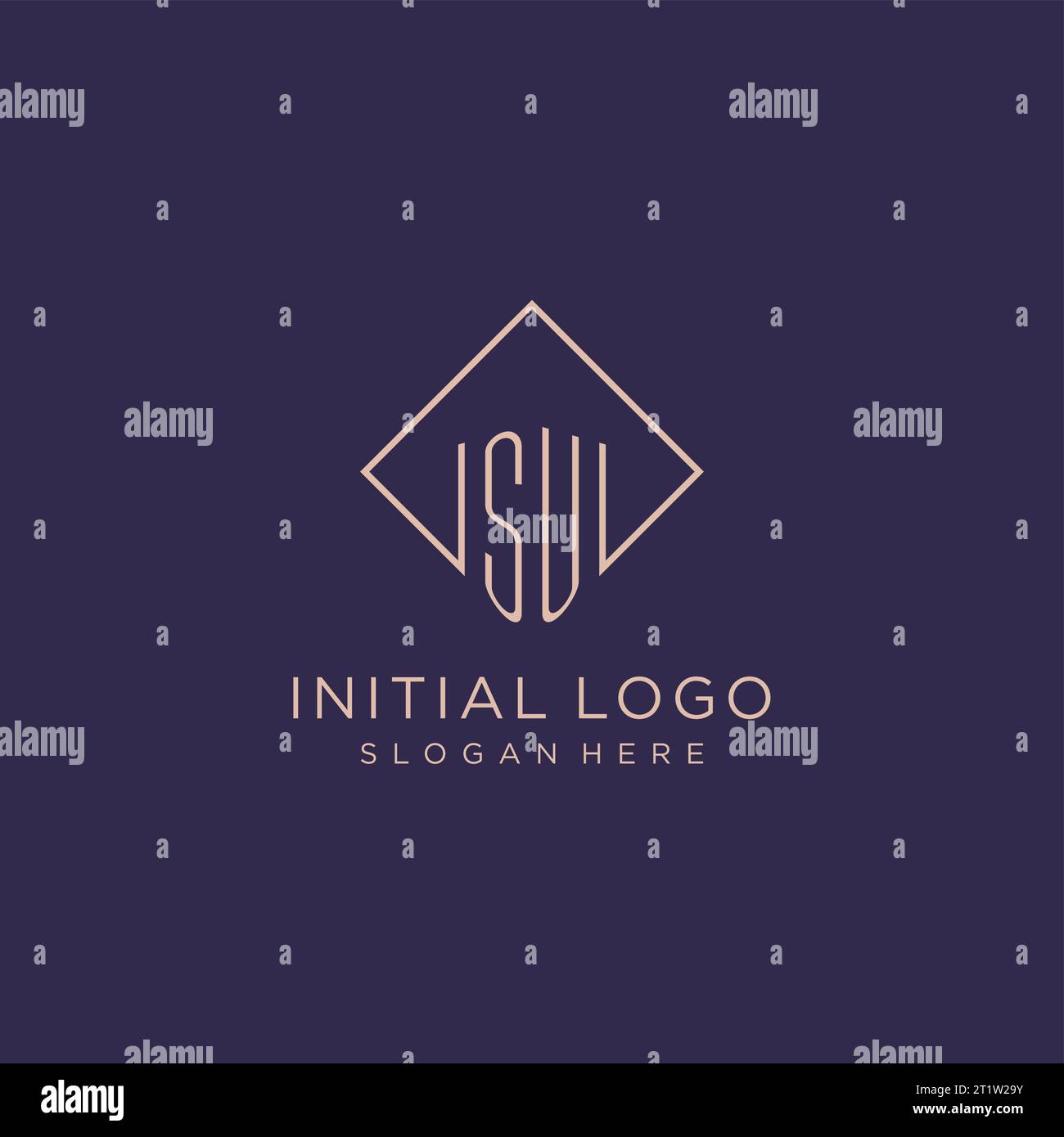 Initials SU logo monogram with rectangle style design vector graphic ...