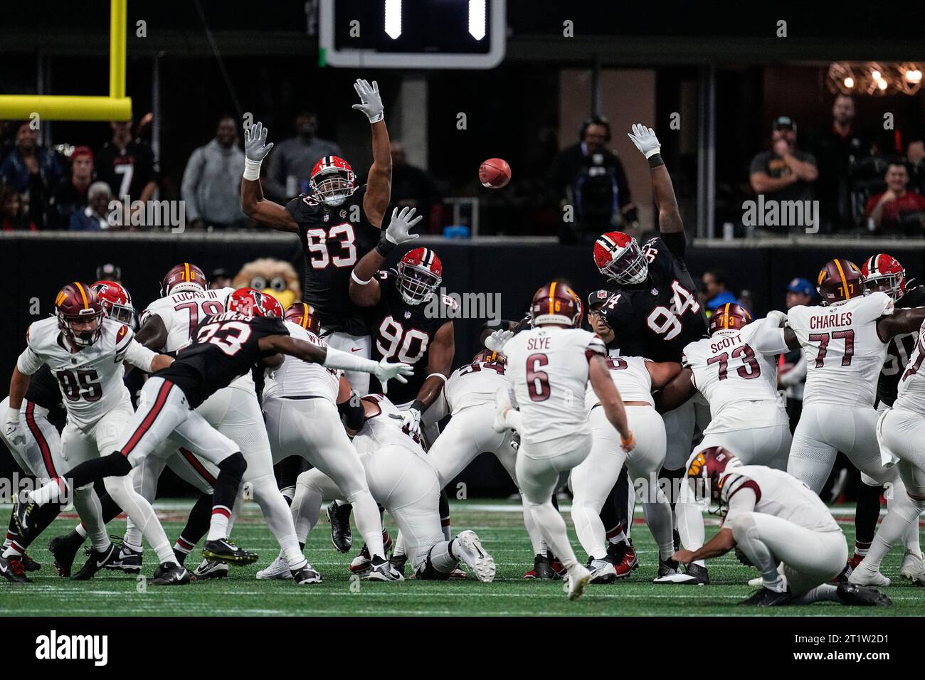 Washington Commanders place kicker Joey Slye (6) kicks a field goal