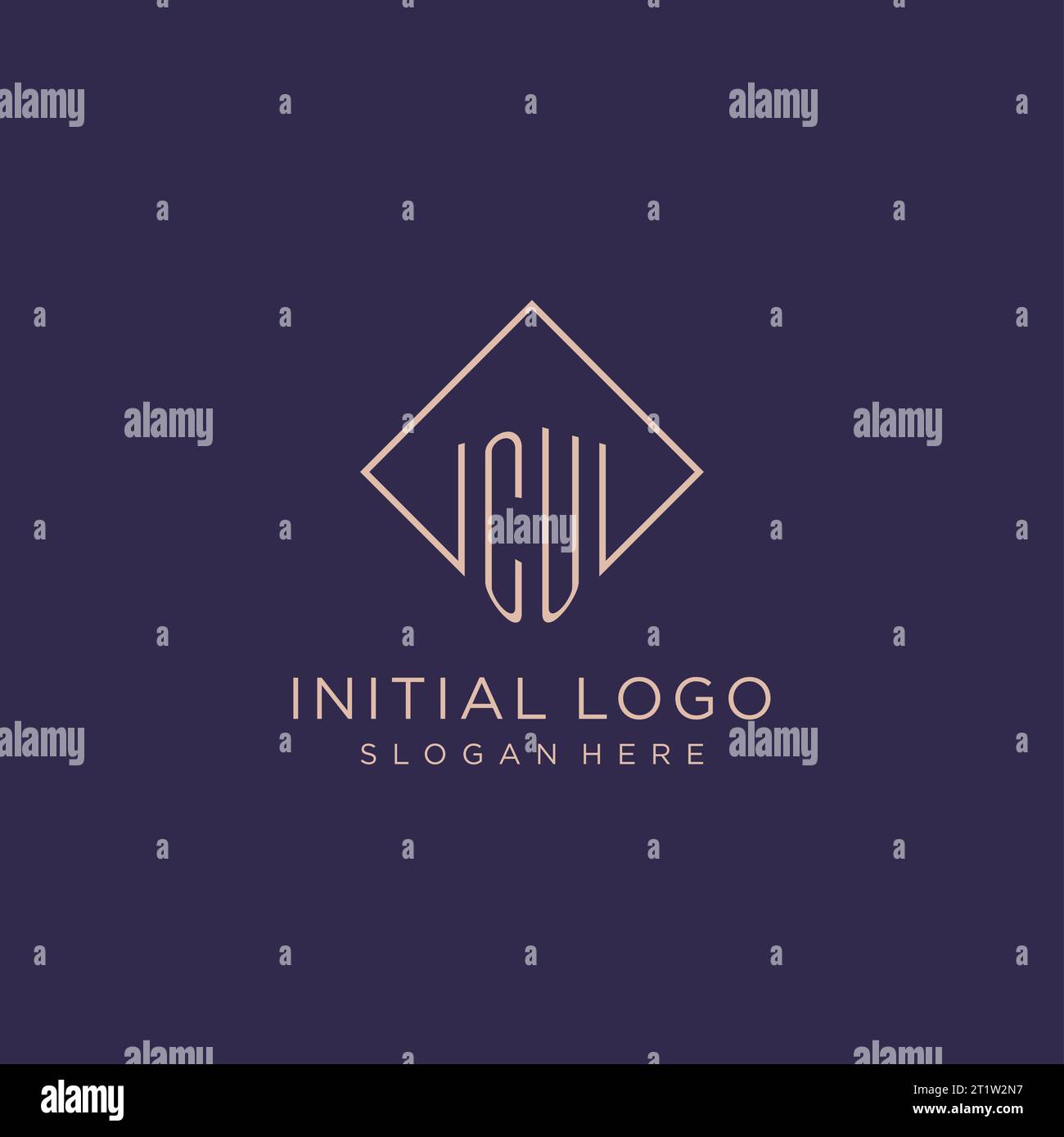 Initials CU logo monogram with rectangle style design vector graphic Stock Vector