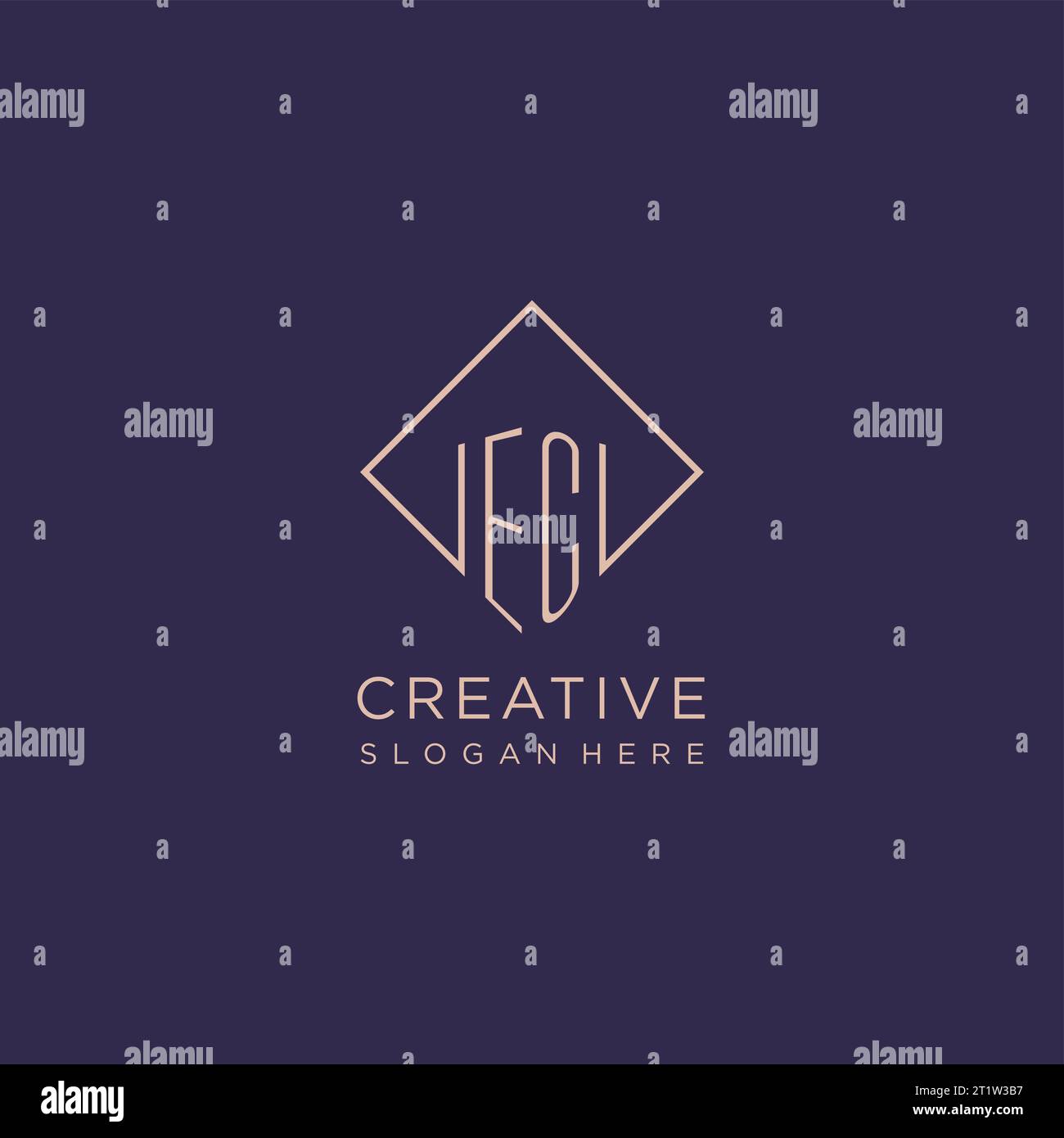 Initials EC logo monogram with rectangle style design vector graphic ...