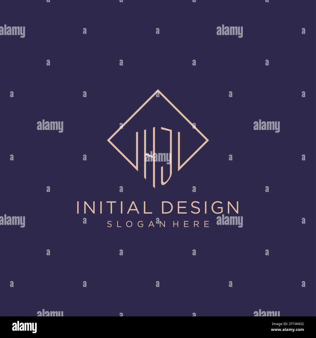 Initials HJ logo monogram with rectangle style design vector graphic ...