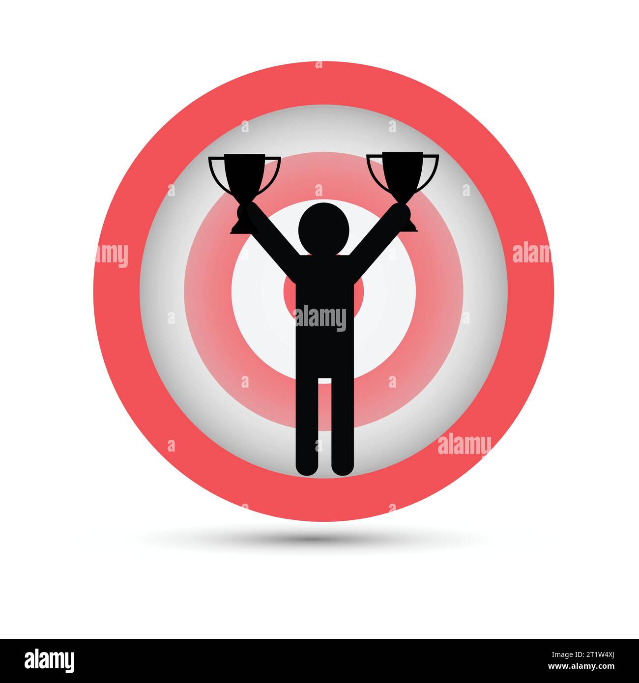Silhouette of a man holding two cups on a target Stock Vector