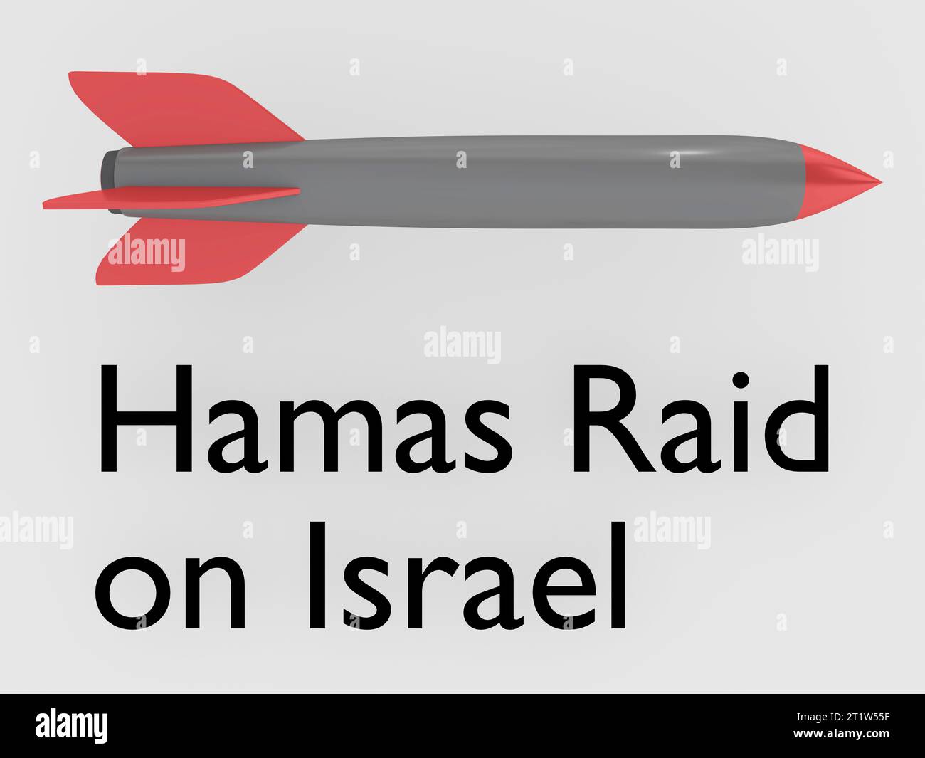 3D illustration of a missile, titled as Hamas Raid on Israel. Stock Photo