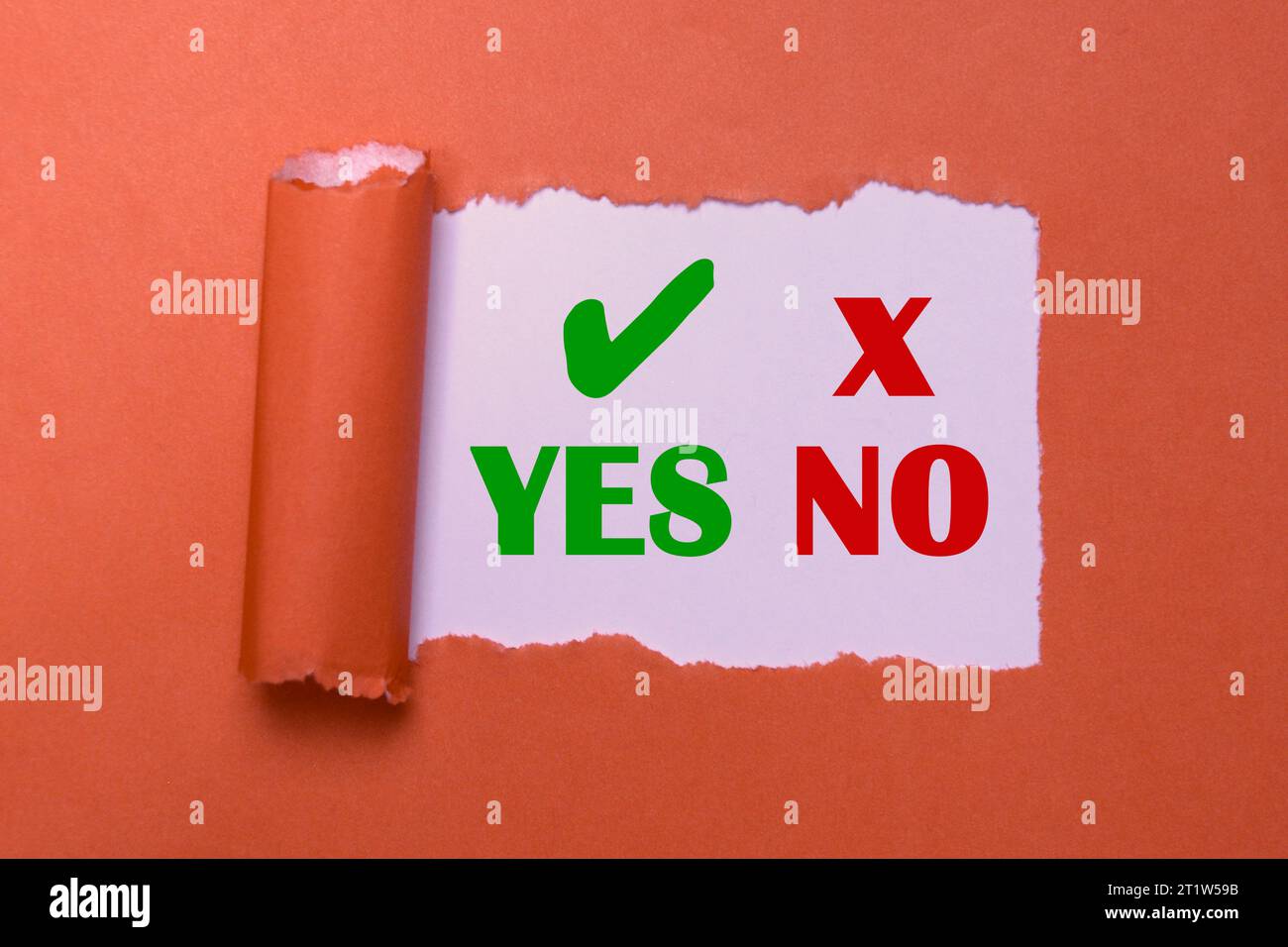 Yes or No Concept with Acceptance and Rejection Symbols. YES and NO Icons for Decision-Making. Voting Choices: Green YES and Red NO Symbols Stock Photo