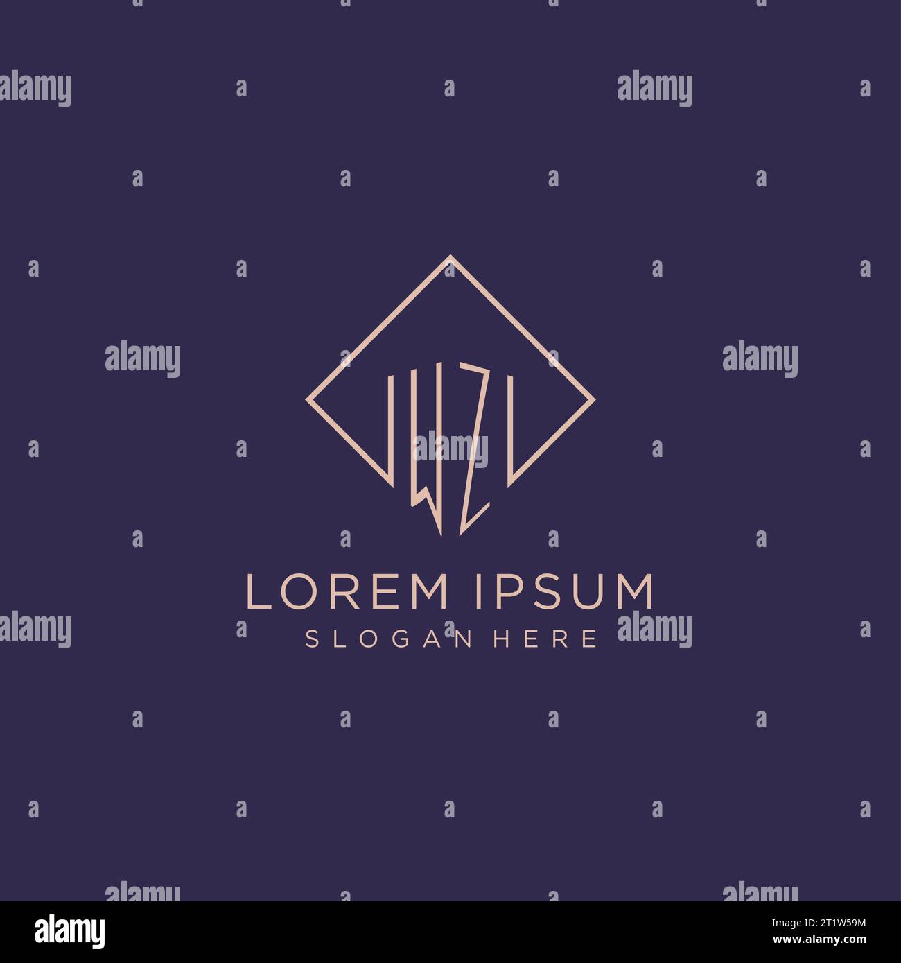 Initials WZ logo monogram with rectangle style design vector graphic ...
