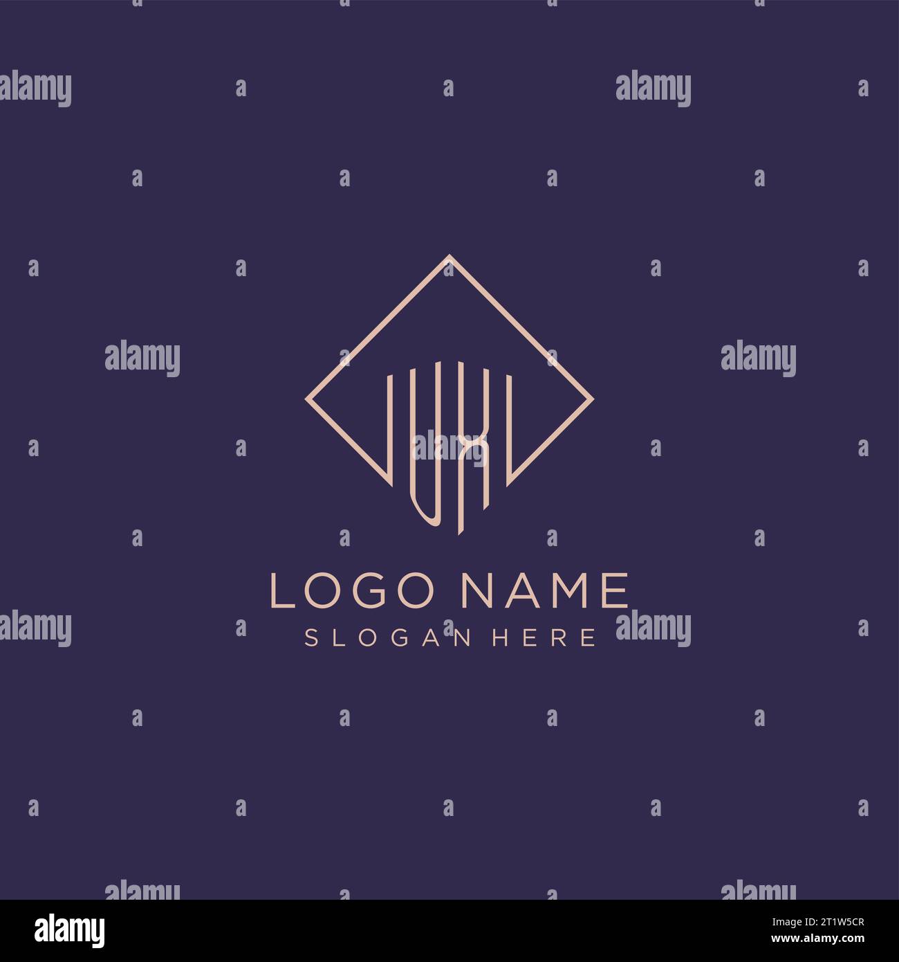 Initials UX logo monogram with rectangle style design vector graphic ...