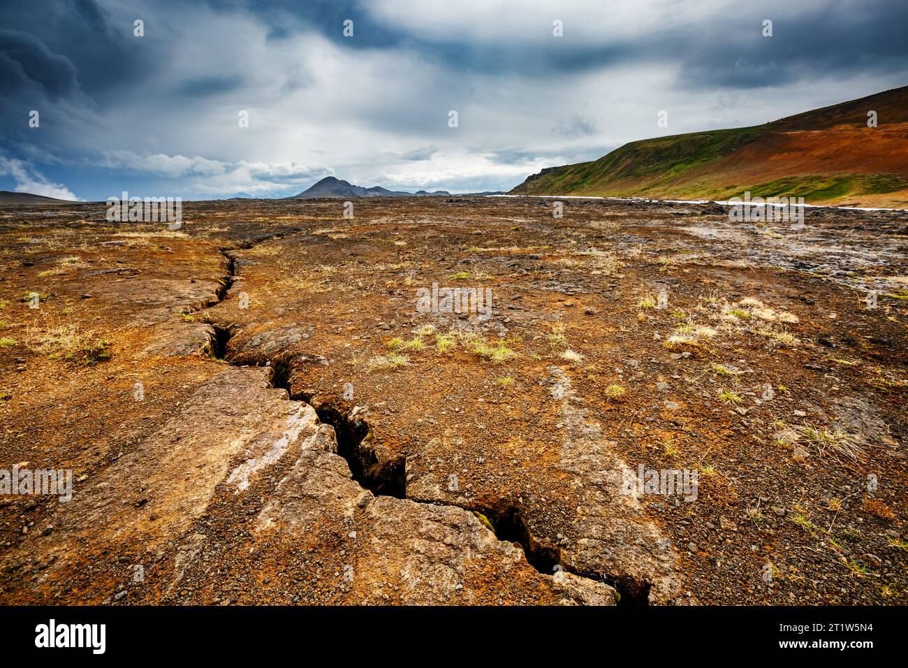 Exotic view of the geothermal valley Leirhnjukur. Popular tourist