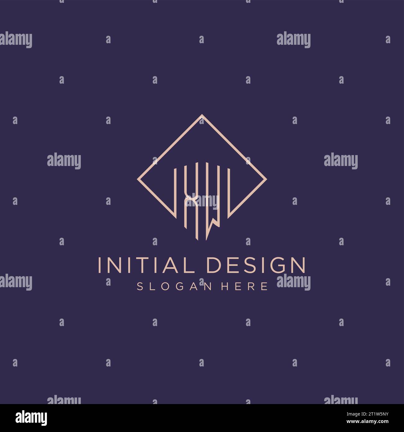 Initials XW logo monogram with rectangle style design vector graphic ...