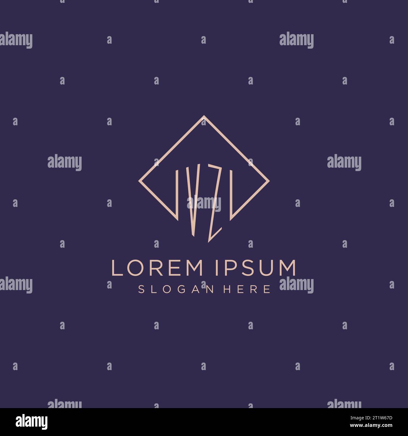 Initials VZ logo monogram with rectangle style design vector graphic ...