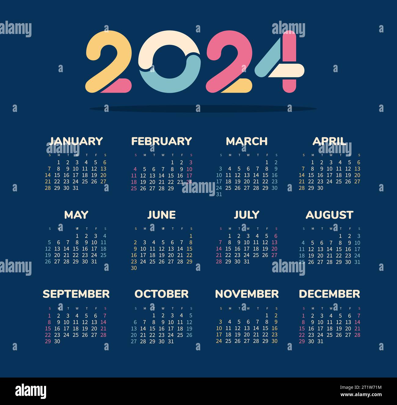 January 2024 Calendar With Design