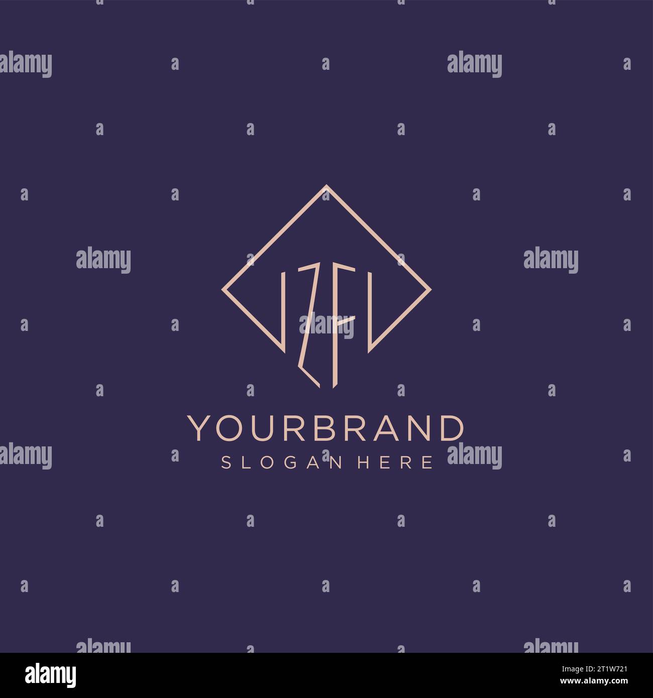 Initials ZF logo monogram with rectangle style design vector graphic ...