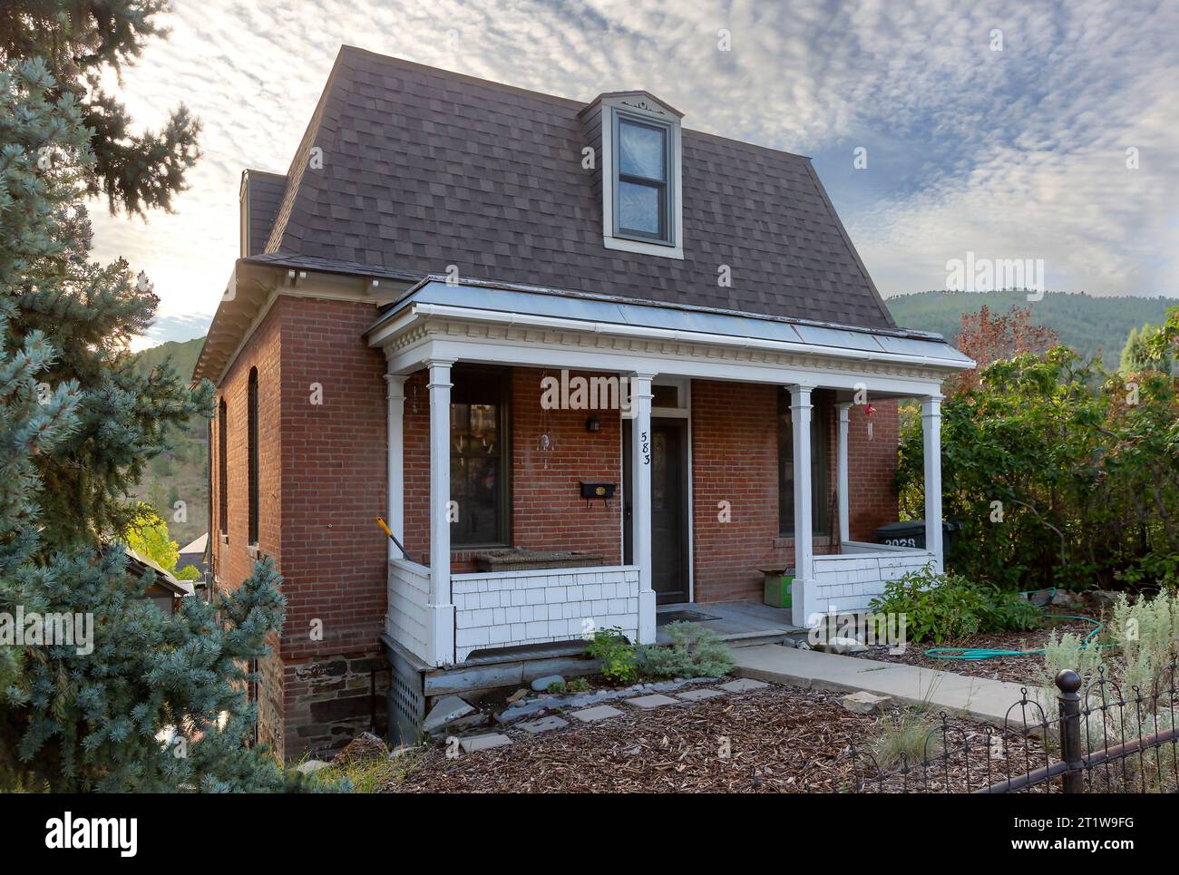 1890s red brick historic house in Helena, Montana.  The home is in the South-Central Historic District of Helena, MT. Stock Photo