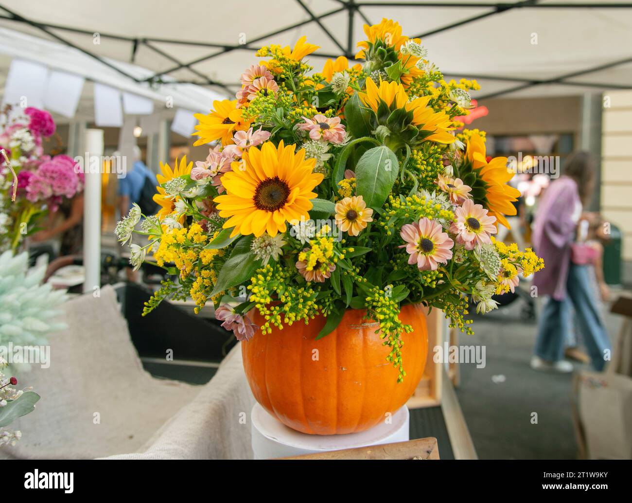 Italy Piedmont Turin Via Roma of the Floricola exhibition-market - flowers in a pumpkin like vase Credit: Realy Easy Star/Alamy Live News Stock Photo