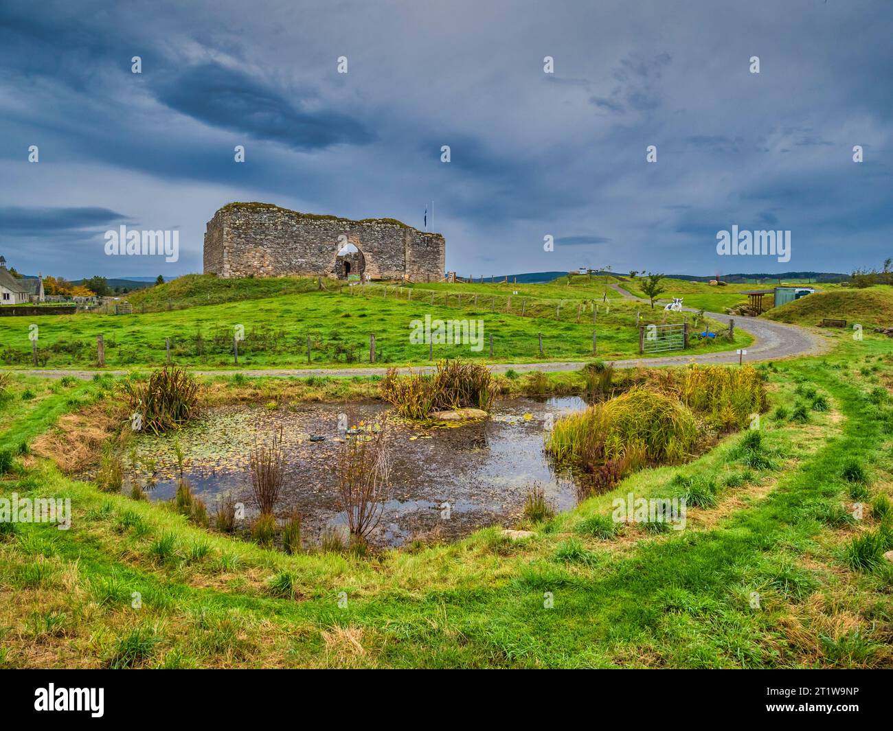 The image is of the 12th century ruin of Castle Roy fortress near the ...
