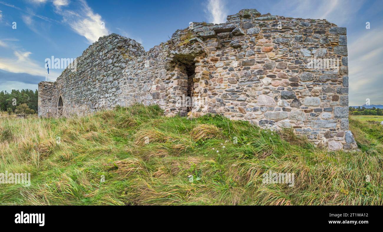 The image is of the 12th century ruin of Castle Roy fortress near the village of Nethy Bridge built and once occupied by the Clan Comyn and Clan Grant Stock Photo
