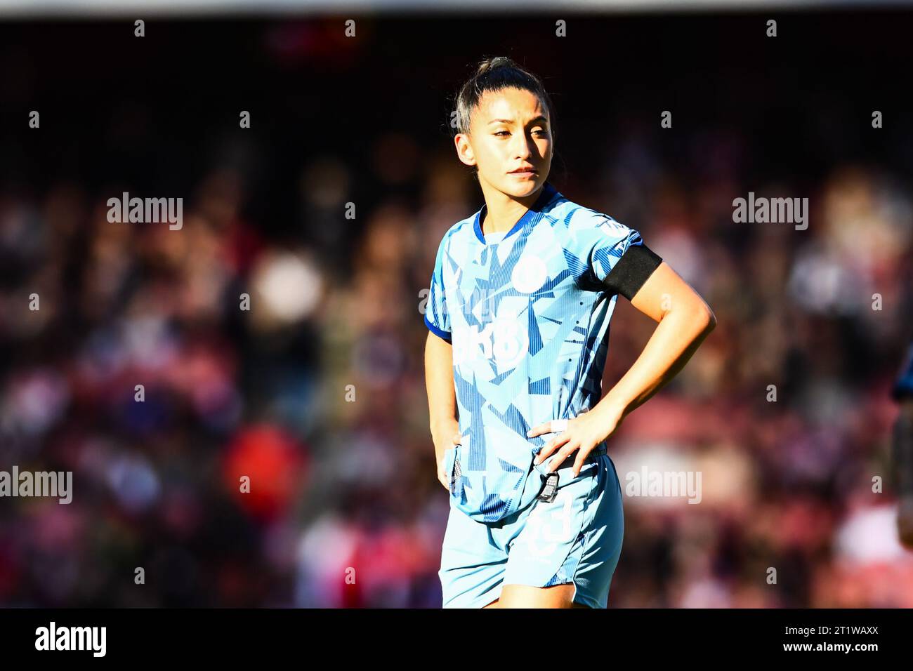 London, UK. 15th October 2023. Mayumi Pacheco (33 Aston Villa) looks on during the Barclays FA Women's Super League match between Arsenal and Aston Villa at the Emirates Stadium, London on Sunday 15th October 2023. (Photo: Kevin Hodgson | MI News) Credit: MI News & Sport /Alamy Live News Stock Photo