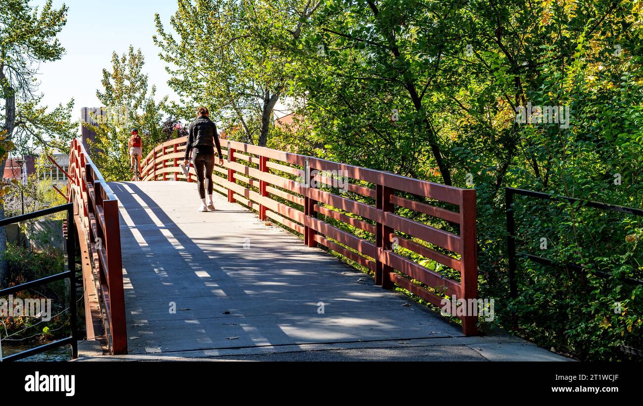 Boise City bridge with walkers and bikers Stock Photo