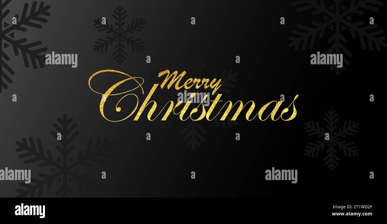Golden text on black background. Merry Christmas and Happy New Year