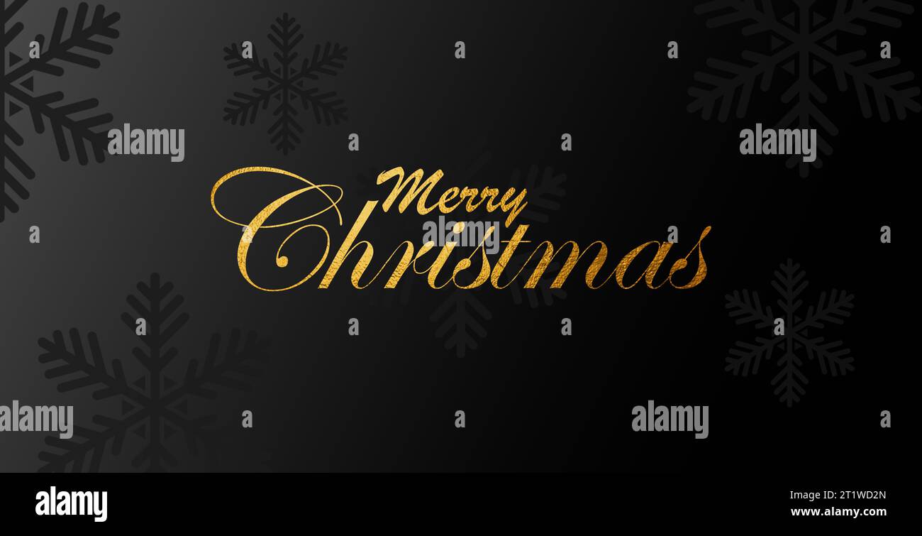 Golden text on black background. Merry Christmas and Happy New Year ...