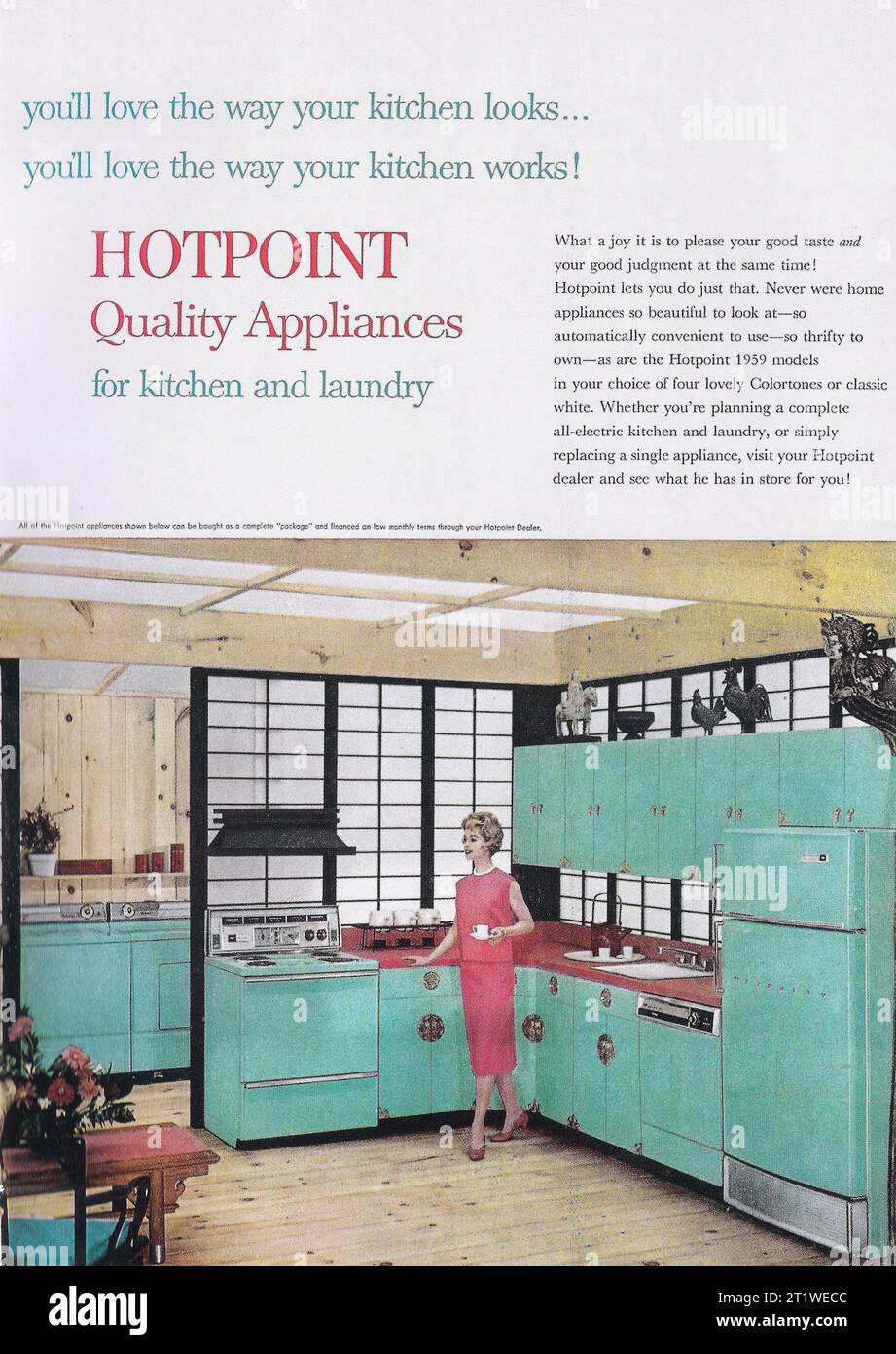 1959 Hotpoint Kitchen Aplliances Ad Stock Photo