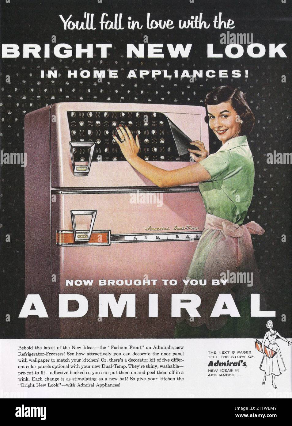 1956 Admiral Refrigerator-Freezer Ad Stock Photo