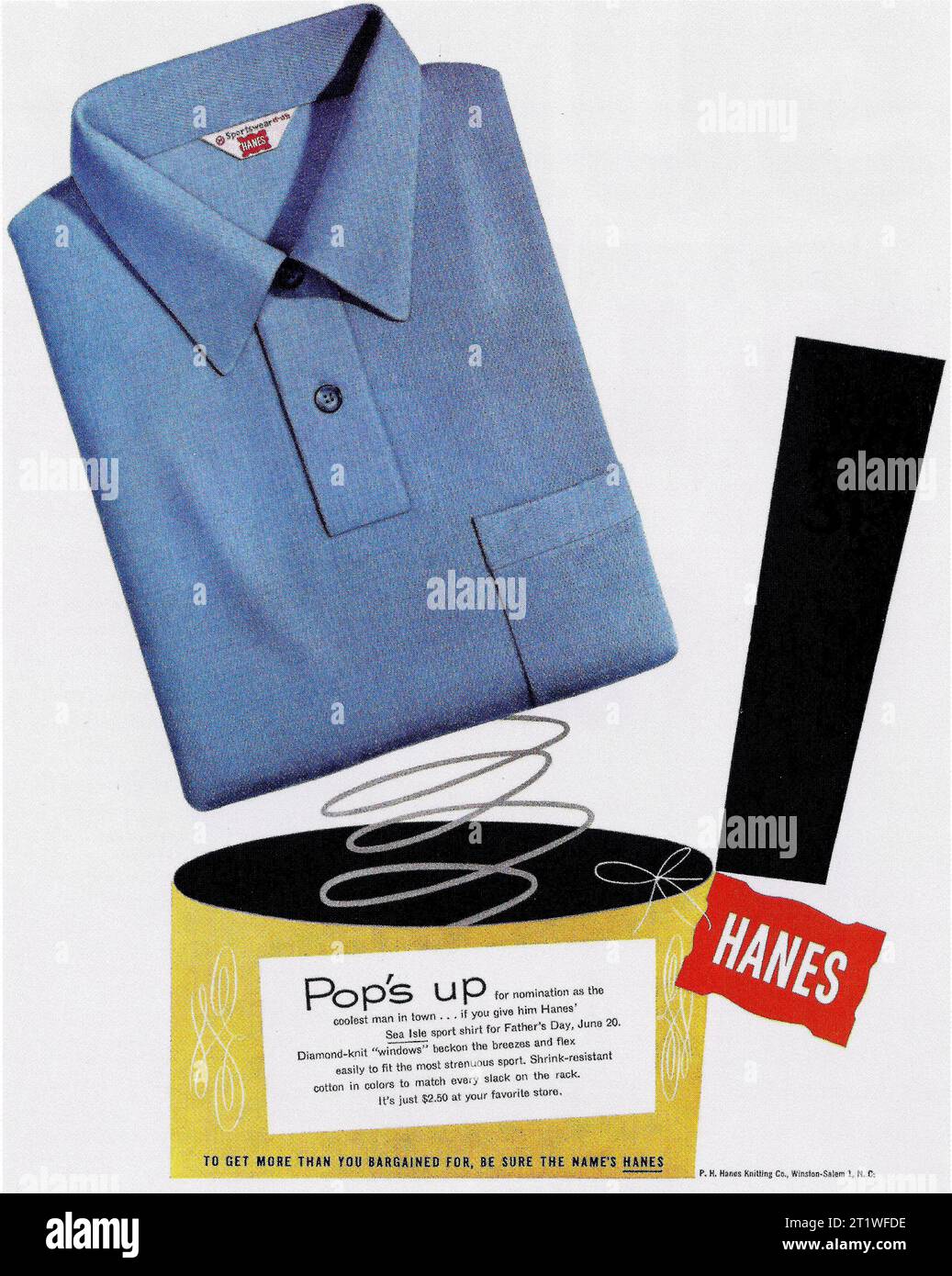 1954 Hanes shirts ad Stock Photo