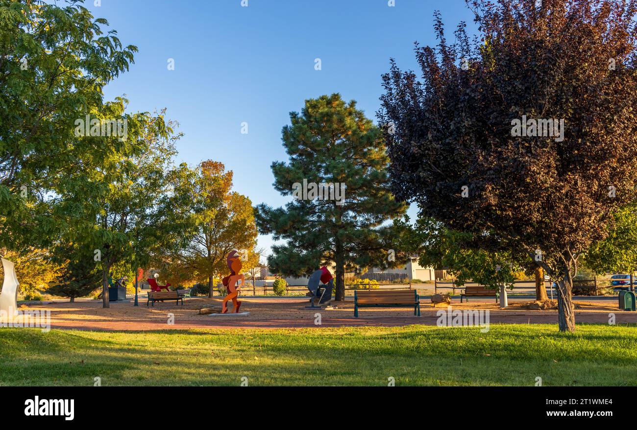 Santa Fe, New Mexico - October 6, 2023: Beautiful Oshara Village Park in Santa Fe, New Mexico Stock Photo