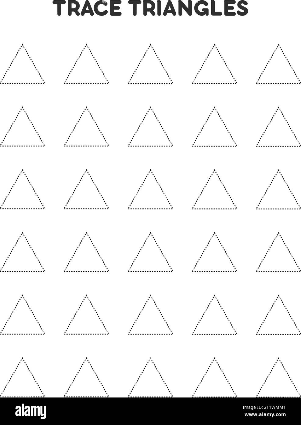 Trace triangles. Worksheets for kids. Preschool education. Vector illustration Stock Vector