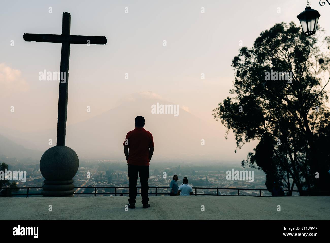Antigua, Guatemala - september 12th 2023 Hill of the cross overlooking. High quality photo Stock Photo