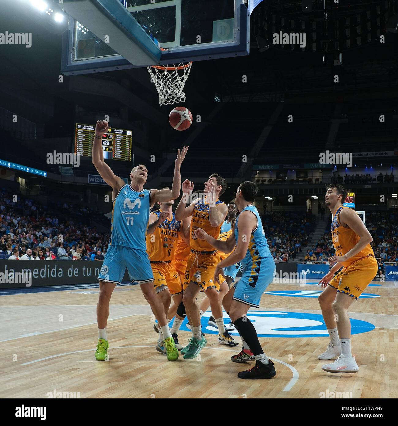 Hector Alderete  of Movistar Estudiantes seen in action during the J2 LEB Oro Match between Movistar Estudiantes and Alimerka Oviedo at WiZink Center. Stock Photo