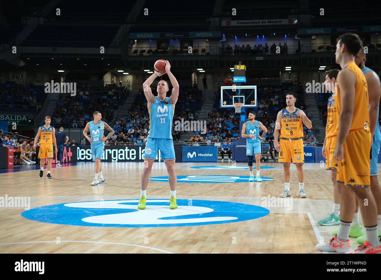 Hector Alderete  of Movistar Estudiantes seen in action during the J2 LEB Oro Match between Movistar Estudiantes and Alimerka Oviedo at WiZink Center. Stock Photo