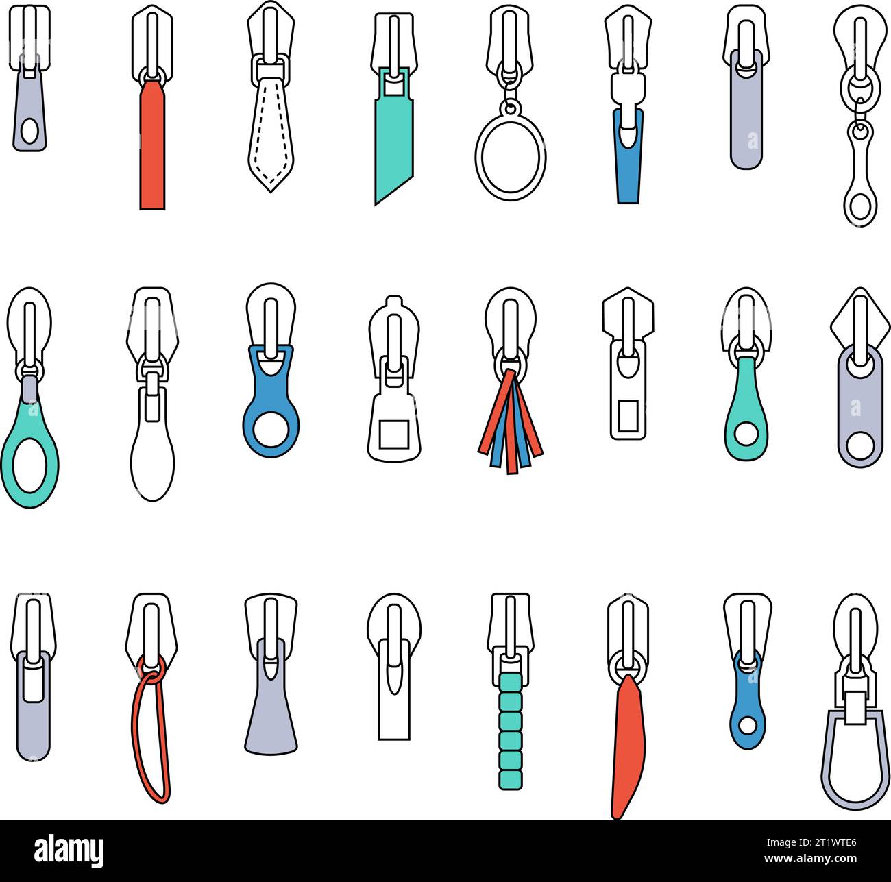 Flat isolated zipper pullers. Various puller for zippers, tailor