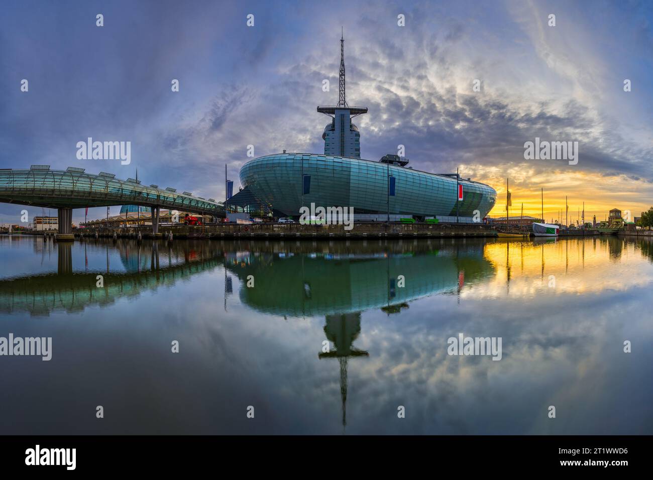 Klimahaus in Bremerhaven, Germany during sunset Stock Photo