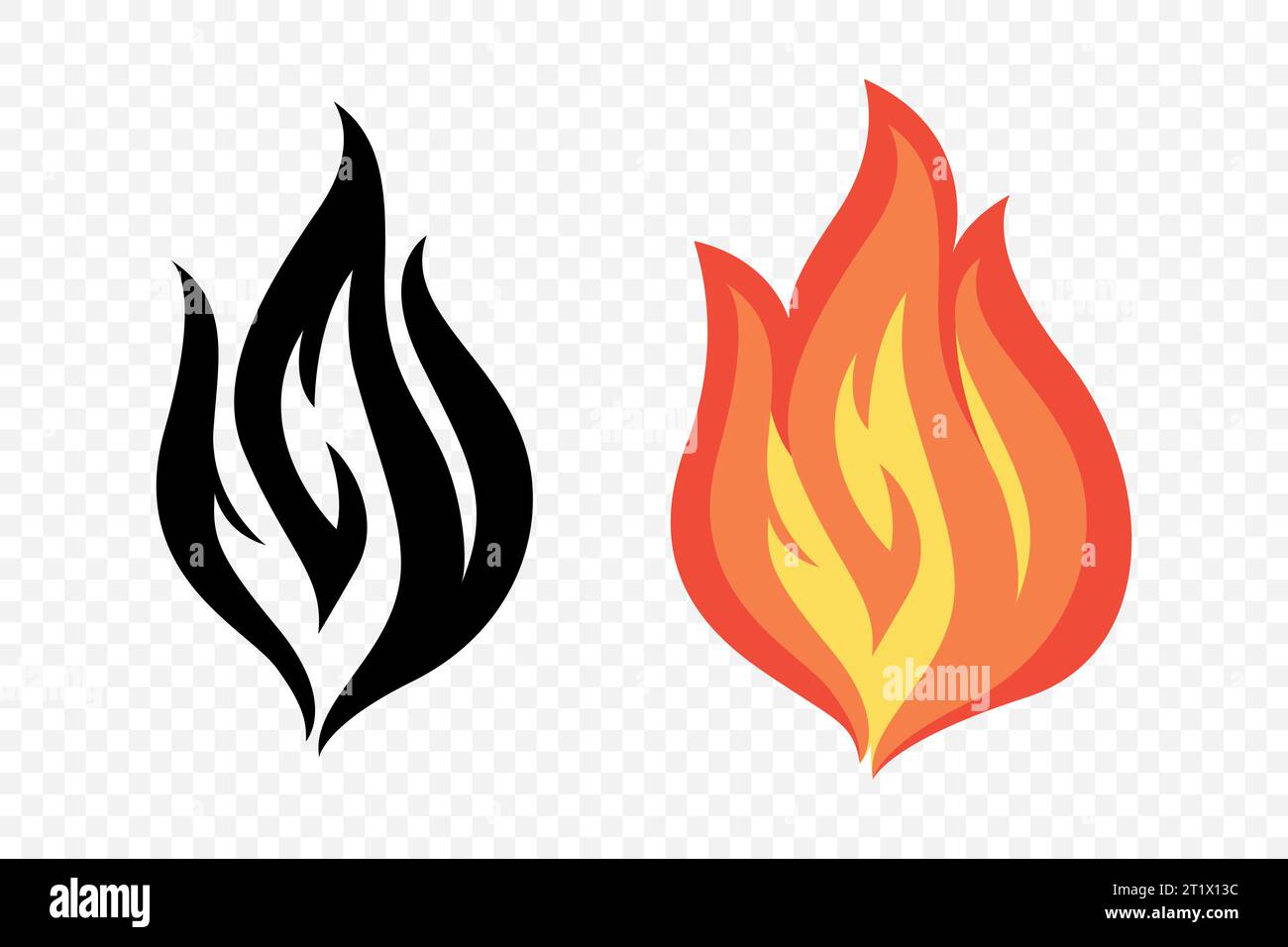 Flat Vector Fire Flame Icon Set. Campfire Shape Sign, Isolated. Bonfire ...