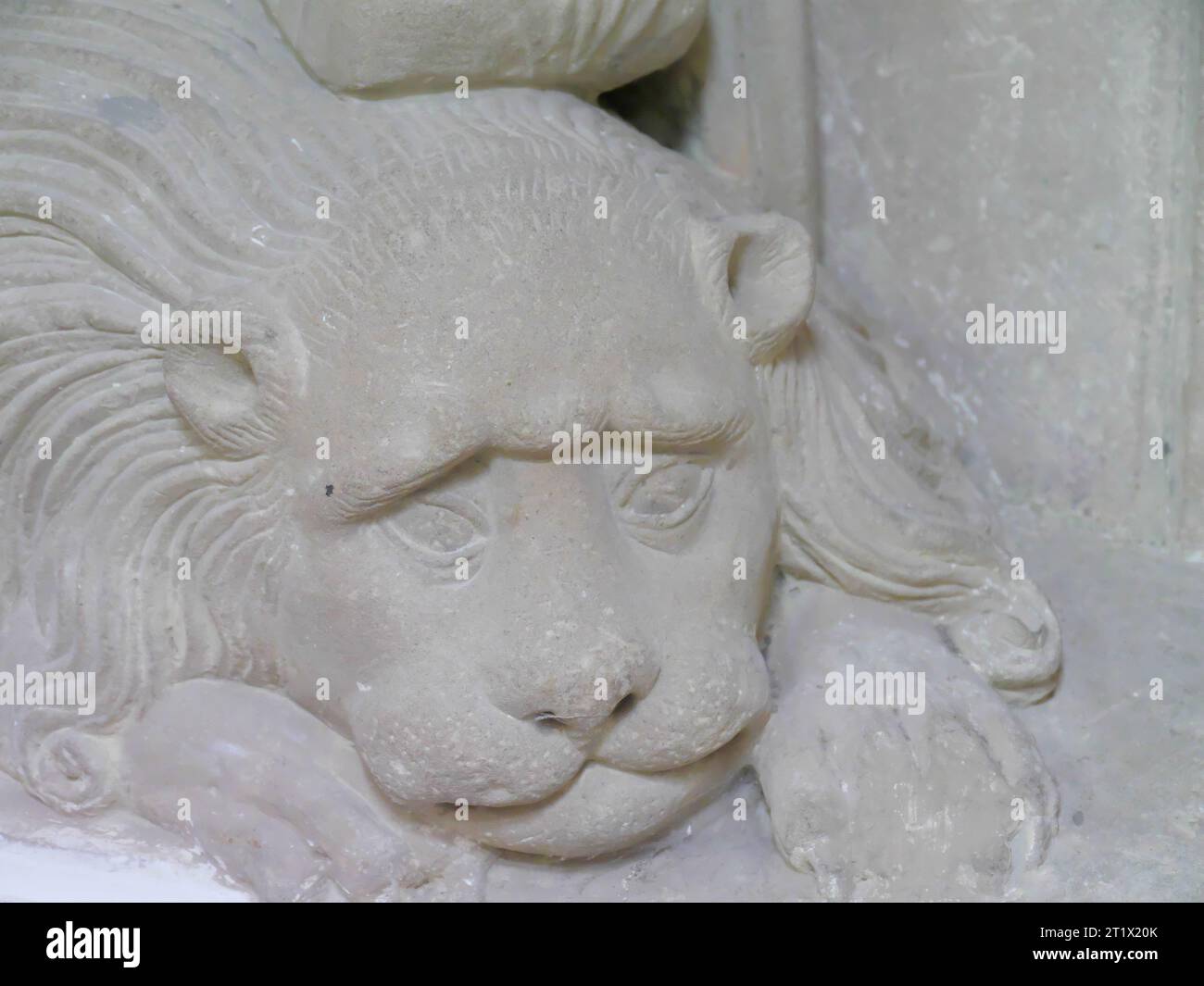 Head of a lion statue on the historical tombstone of a knight von ...