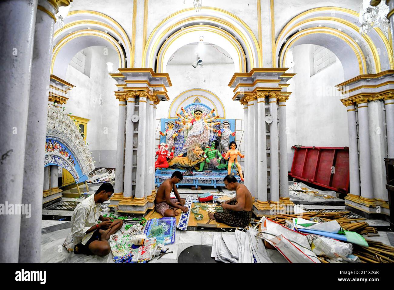 An idol of the Hindu Goddess Durga seen at the Bonedi house of Late